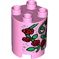 Visuel indicatif Rebrickable de Duplo brique ronde 2 x 2 x 2 avec motif imprimé Roses d'escalade stylisées (Duplo Brick Round 2 x 2 x 2 with Stylised Climbing Roses Print)