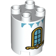 Visuel indicatif Rebrickable de Duplo brique ronde 2 x 2 x 2 avec fenêtre arrondie avec motif imprimé (Duplo Brick Round 2 x 2 x 2 with Rounded Window with Panes Print)