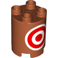 Visuel indicatif Rebrickable de Duplo brique ronde 2 x 2 x 2 avec motif imprimé cible rouge et blanc (Duplo Brick Round 2 x 2 x 2 with Red and White Target Print)
