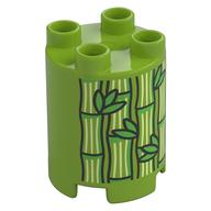 Visuel indicatif Rebrickable de Duplo brique ronde 2 x 2 x 2 avec motif imprimé Bambou et Feuilles (Duplo Brick Round 2 x 2 x 2 with Bamboo and Leaves Print)