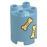 Visuel indicatif Rebrickable de Duplo brique ronde 2 x 2 x 2 avec des os jaune clair vif motif imprimé (Duplo Brick Round 2 x 2 x 2 with Bright Light Yellow Bones Print)
