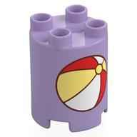 Visuel indicatif Rebrickable de Duplo brique ronde 2 x 2 x 2 avec motif imprimé rouge/blanc/jaune clair (Duplo Brick Round 2 x 2 x 2 with Red/White/Bright Light Yellow Beachball Print)
