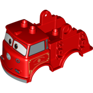 Visuel indicatif Rebrickable de Duplo camion de carrosserie de voiture avec le logo de feu 'Red' imprimé (s'adapte sur la base de voiture 2 x 4) (Duplo Car Body Truck with 'Red' Fire Logo Print (Fits over Car Base 2 x 4))