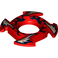 Visuel indicatif Rebrickable de Anneau 4 x 4 avec 2 x 2 trous et 4 pointes de flèches avec motif imprimé de flammes (couronne Ninjago toupie) (Ring 4 x 4 with 2 x 2 Hole and 4 Arrow Ends with Flames Print (Ninjago Spinner Crown))
