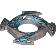 Visuel indicatif Rebrickable de Bague 4 x 4 avec 2 x 2 trous et 4 pointes de flèches avec motif imprimé échelles bleues (couronne Ninjago toupie) (Ring 4 x 4 with 2 x 2 Hole and 4 Arrow Ends with Blue Scales Print (Ninjago Spinner Crown))