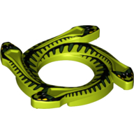 Visuel indicatif Rebrickable de Anneau 4 x 4 avec 2 x 2 trous et 4 têtes de serpent et écailles noires Motif imprimé serpent (couronne Ninja) (Ring 4 x 4 with 2 x 2 Hole and 4 Snake Head Ends and Black Scales Snake Print (Ninjago Spinner Crown))