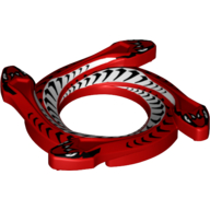 Visuel indicatif Rebrickable de Anneau 4 x 4 avec 2 x 2 trous et 4 têtes de serpent et écailles noires et blanches Motif imprimé serpent (couronne Ninja) (Ring 4 x 4 with 2 x 2 Hole and 4 Snake Head Ends and Black and White Scales Snake Print (Ninjago Spinner Crown))
