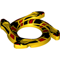 Visuel indicatif Rebrickable de Anneau 4 x 4 avec 2 x 2 trous et 4 têtes de serpent et écailles rouges et noires Motif imprimé serpent (couronne Ninja) (Ring 4 x 4 with 2 x 2 Hole and 4 Snake Head Ends and Red and Black Scales Snake Print (Ninjago Spinner Crown))
