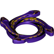 Visuel indicatif Rebrickable de Anneau 4 x 4 avec 2 x 2 trous et 4 extrémités de tête de serpent et écailles jaunes motif imprimé serpent (couronne Ninjago toupie) (Ring 4 x 4 with 2 x 2 Hole and 4 Snake Head Ends and Yellow Scales Snake Print (Ninjago Spinner Crown))