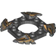 Visuel indicatif Rebrickable de Bague 4 x 4 avec 2 x 2 trous et 4 extrémités dentelées avec motif imprimé or noir et perle (Couronne Ninja) (Ring 4 x 4 with 2 x 2 Hole and 4 Serrated Ends with Black and Pearl Gold Print (Ninjago Spinner Crown))