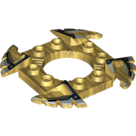 Visuel indicatif Rebrickable de Bague 4 x 4 avec 2 x 2 trous et 4 extrémités dentelées avec motif imprimé noir et argent (couronne Ninjago toupie) (Ring 4 x 4 with 2 x 2 Hole and 4 Serrated Ends with Black and Silver Print (Ninjago Spinner Crown))