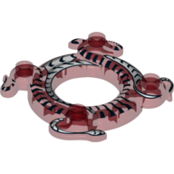 Visuel indicatif Rebrickable de Anneau 4 x 4 avec 2 x 2 trous et 2 serpents entrelacés avec motif imprimé blanc et noir (couronne Ninja) (Ring 4 x 4 with 2 x 2 Hole and 2 Intertwined Snakes with White and Black Print (Ninjago Spinner Crown))