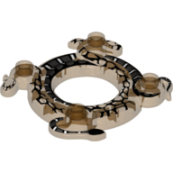 Visuel indicatif Rebrickable de Anneau 4 x 4 avec 2 x 2 trous et 2 serpents entrelacés avec motif imprimé écailles gris foncé et blanc (couronne Ninjago toupie) (Ring 4 x 4 with 2 x 2 Hole and 2 Intertwined Snakes with Dark Bluish Gray and White Scales Print (Ninjago Spinner Crown))