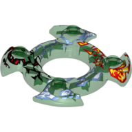 Visuel indicatif Rebrickable de Bague 4 x 4 avec 2 x 2 trous et 4 extrémités pivotantes avec motif imprimé bleu et rouge (couronne Ninja) (Ring 4 x 4 with 2 x 2 Hole and 4 Swirl Ends with Blue and Red Print (Ninjago Spinner Crown))