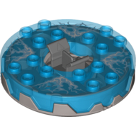 Visuel indicatif Rebrickable de Plat 6 x 6 argent rond base dentelée avec boulons électriques motif imprimé (Turntable 6 x 6 Flat Silver Round Base Serrated with Electric Bolts Print)