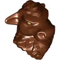 Tête de minifigurine Spécial avec des trous d'connecteur, Minotaure avec motif imprimé yeux d'or (Minifig Head Special with Pin Holes, Minotaur with Gold Eyes Print)