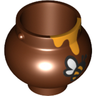 Visuel indicatif Rebrickable de Minifigurine pot petit avec poignées et dégoulinant de miel et d'abeille motif imprimé (Minifig Pot Small with Handle Holders and Dripping Honey and Bee Print)