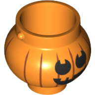 Visuel indicatif Rebrickable de Minifigurine pot petit avec poignées et citrouille jack o 'lanterne avec yeux ronds motif imprimé (Minifig Pot Small with Handle Holders and Pumpkin Jack O' Lantern with Round Eyes Print)