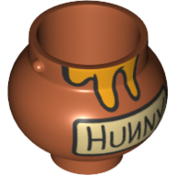 Visuel indicatif Rebrickable de Minifigurine Pot Petit avec poignée Supports et miel, motif imprimé 'Hunny' (Minifig Pot Small with Handle Holders and Honey, 'Hunny' Print)
