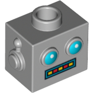 Tête de minifigurine Spécial, Robot avec yeux bleus et affichage des dents rouges/jaunes (Robot mécanique) (Minifig Head Special, Robot with Blue Eyes and Red/Yellow Teeth Display (Clockwork Robot))