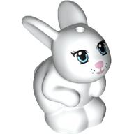 Visuel indicatif Rebrickable de Animal, Lapin / Lapin Assis avec yeux bleus et nez rose et motif imprimé Bouche (Animal, Rabbit / Bunny Sitting with Blue Eyes and Pink Nose and Mouth Print)