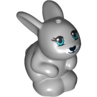 Visuel indicatif Rebrickable de Animal, Lapin / Lapin Assis avec yeux bleus, Nez noir et de la bouche et blanc Barbe motif imprimé (Animal, Rabbit / Bunny Sitting with Blue Eyes, Black Nose and Mouth and White Beard Print)