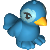 Visuel indicatif Rebrickable de Animal, oiseau, deux pieds avec bec orange clair vif et yeux bleu clair motif imprimé (Animal, Bird, Two Feet with Bright Light Orange Beak and Light Blue Eyes Print)