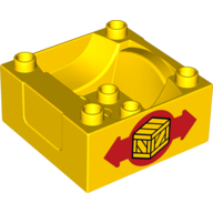 Visuel indicatif Rebrickable de Duplo cabine de train / base tendre avec tubes inférieurs avec boîte et flèches motif imprimé des deux côtés (Duplo Train Cab / Tender Base with Bottom Tubes with Box and Arrows Print on Both Sides)