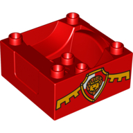 Visuel indicatif Rebrickable de Duplo cabine de train / base tendre avec tubes inférieurs avec motif imprimé lion sur bouclier (n° 4) (Duplo Train Cab / Tender Base with Bottom Tubes with Lion on Shield Print (No. 4))