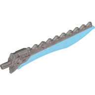Visuel indicatif Rebrickable de Grande épée d'arme de figurine, 11.5L avec le dos de dents de scie/lame bleue transparent-moyenne (Large Figure Weapon Sword, 11.5L with Sawtooth Back / Trans-Medium Blue Blade)