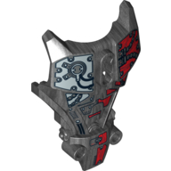 Visuel indicatif Rebrickable de Grande couverture de torse de figurine, armure avec motif imprimé mécanique argent et rouge (Splitface) (Large Figure Torso Cover, Armor with Silver and Red Mechanical Print (Splitface))