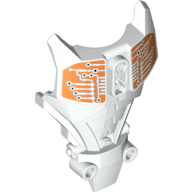 Visuel indicatif Rebrickable de Grande couverture de torse de figurine, armure avec motif imprimé circuit blanc et orange (Large Figure Torso Cover, Armor with White and Orange Circuitry Print)