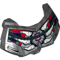 Visuel indicatif Rebrickable de Grande couverture de poitrine de figurine, petite armure avec des panneaux gris bleuté clair avec rivets, côtes, motif imprimé chaîne (Large Figure Chest Cover, Armour Small with Light Bluish Gray Panels with Rivets, Ribs, Chain Print)