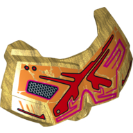 Visuel indicatif Rebrickable de Couverture de poitrine grande figurine, petite armure avec motif imprimé rouge et orange (Large Figure Chest Cover, Armour Small with Red and Orange Print)