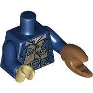 Torse, veste sur bernacle incrusté chemise motif imprimé, bras bleu foncé, beige main droite, pince de crabe nougat moyen gauche (Torso, Jacket over Barnacle Encrusted Shirt Print, Dark Blue Arms, Tan Hand Right, Medium Nougat Crab Pincer Left)
