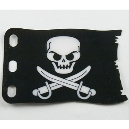 Visuel indicatif Rebrickable de Drapeau 8 x 5 avec crâne blanc et motif imprimé Cutlases croisés (Flag 8 x 5 with White Skull and Crossed Cutlasses Print)