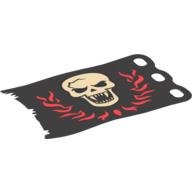Visuel indicatif Rebrickable de Drapeau 8 x 5 avec crâne blanc avec des crocs et des flammes rouges motif imprimé (Flag 8 x 5 with White Skull with Fangs and Red Flames Print)