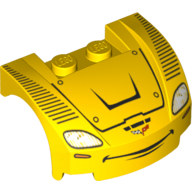 Corps du véhicule, arc de roue / garde-boue 3 x 4 x 1 2/3 profil bas, avant incurvé avec phares et motif imprimé sourire (Jeff Gorvette) (Vehicle Body, Wheel Arch / Mudguard 3 x 4 x 1 2/3 Low Profile, Curved Front with Headlights and Smile Print (Jeff Gorvette))