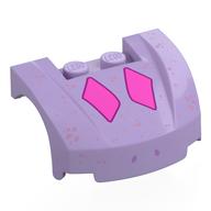 Visuel indicatif Rebrickable de Corps du véhicule, arc de roue / garde-boue 3 x 4 x 1 2/3 profil bas, avant incurvé avec diamant rose foncé, motif imprimé taches de lavande (Vehicle Body, Wheel Arch / Mudguard 3 x 4 x 1 2/3 Low Profile, Curved Front with Dark Pink Diamond, Lavender Spots Print)