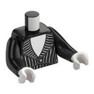 Torse avec de longs bras, costume, veste, rayures blanches, motif imprimé chemise, bras noirs, mains blanches (Torso with Long Arms, Suit, Jacket, White Stripes, Shirt Print, Black Arms, White Hands)