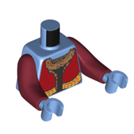 Torse à longs bras, na'vi, avec motif imprimé rouge/nougats/jaune, bras rouge foncé, mains bleu moyen (Torso with Long Arms, Na'vi, with Red/Nougat/Yellow Robe Print, Dark Red Arms, Medium Blue Hands)