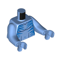 Torse avec de longs bras, Na'vi, avec poitrine nue, bleu Marquages motif imprimé, bras et mains bleu moyen (Torso with Long Arms, Na'vi, with Bare Chest, Blue Markings Print, Medium Blue Arms and Hands)