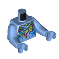 Torse avec de longs bras, Na'vi, avec plumes de vert citron/violet foncé Décoration motif imprimé, bras et mains bleu moyen (Torso with Long Arms, Na'vi, with Lime/Dark Purple Feathers Decoration Print, Medium Blue Arms and Hands)