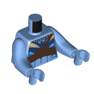 Torse avec de longs bras, Na'vi, avec poitrine nue, Marquage bleu/jaune, Motif imprimé Bracelets marron foncé, bras et mains bleu moyen (Torso with Long Arms, Na'vi, with Bare Chest, Blue/Yellow Markings, Dark Brown Straps Print, Medium Blue Arms and Hands)