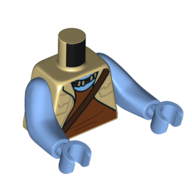 Torse avec de longs bras, Na'vi, avec veste, chemise brun rougeâtre, bracelet motif imprimé, bras et mains bleu moyen (Torso with Long Arms, Na'vi, with Jacket, Reddish Brown Shirt, Strap Print, Medium Blue Arms and Hands)