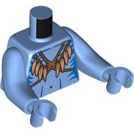 Torse avec de longs bras, Na'vi, avec poitrine nue, Marquages bleus, plume Collier motif imprimé, bras et mains bleu moyen (Torso with Long Arms, Na'vi, with Bare Chest, Blue Markings, Feather Necklace Print, Medium Blue Arms and Hands)