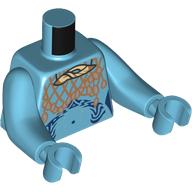 Torse avec de longs bras, na'vi, marquage bleu foncé, nougat collier motif imprimé, bras et mains azur moyen (Torso with Long Arms, Na'vi, Dark Blue Marking, Nougat Necklace Print, Medium Azure Arms and Hands)