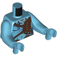 Torse avec de longs bras, na'vi, bracelets brun foncé motif imprimé, bras et mains azur moyen (Torso with Long Arms, Na'vi, Dark Brown Straps Print, Medium Azure Arms and Hands)