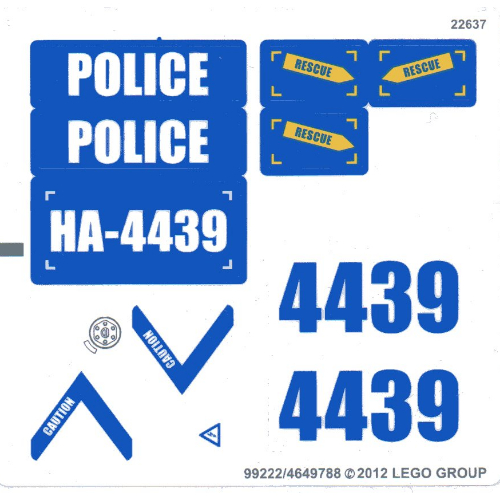 Visuel indicatif Rebrickable de Feuille d’autocollants pour le set 4439-1 (Sticker Sheet for Set 4439-1)