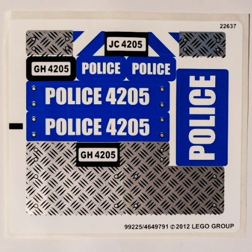 Visuel indicatif Rebrickable de Feuille d’autocollants pour le set 4205-1 (Sticker Sheet for Set 4205-1)